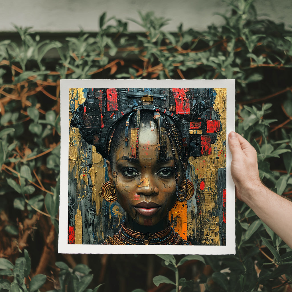 Square Collection 14 : African Beauty Patchwork Edition – Affiche Murale Portrait Artistique