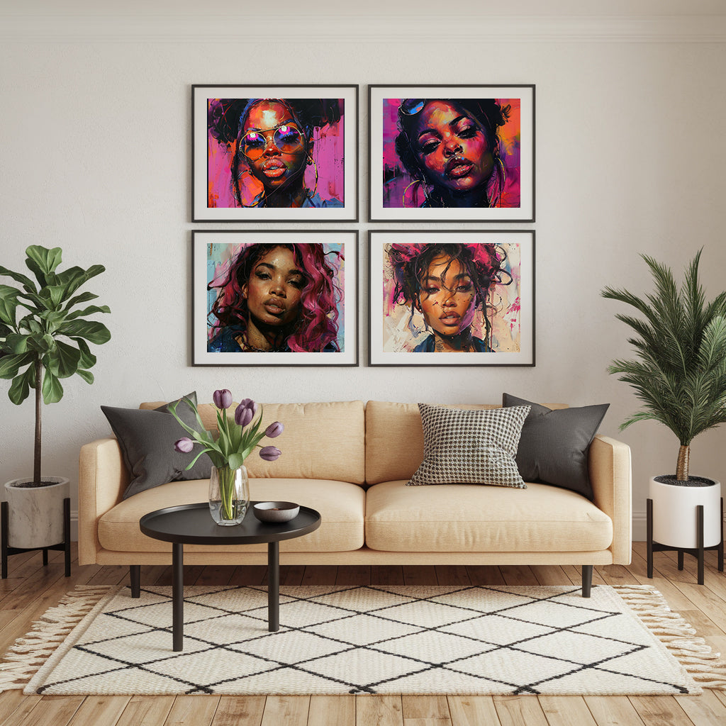 Square Collection 16 : African Beauty Pink Edition – Affiche Murale Portrait Rose