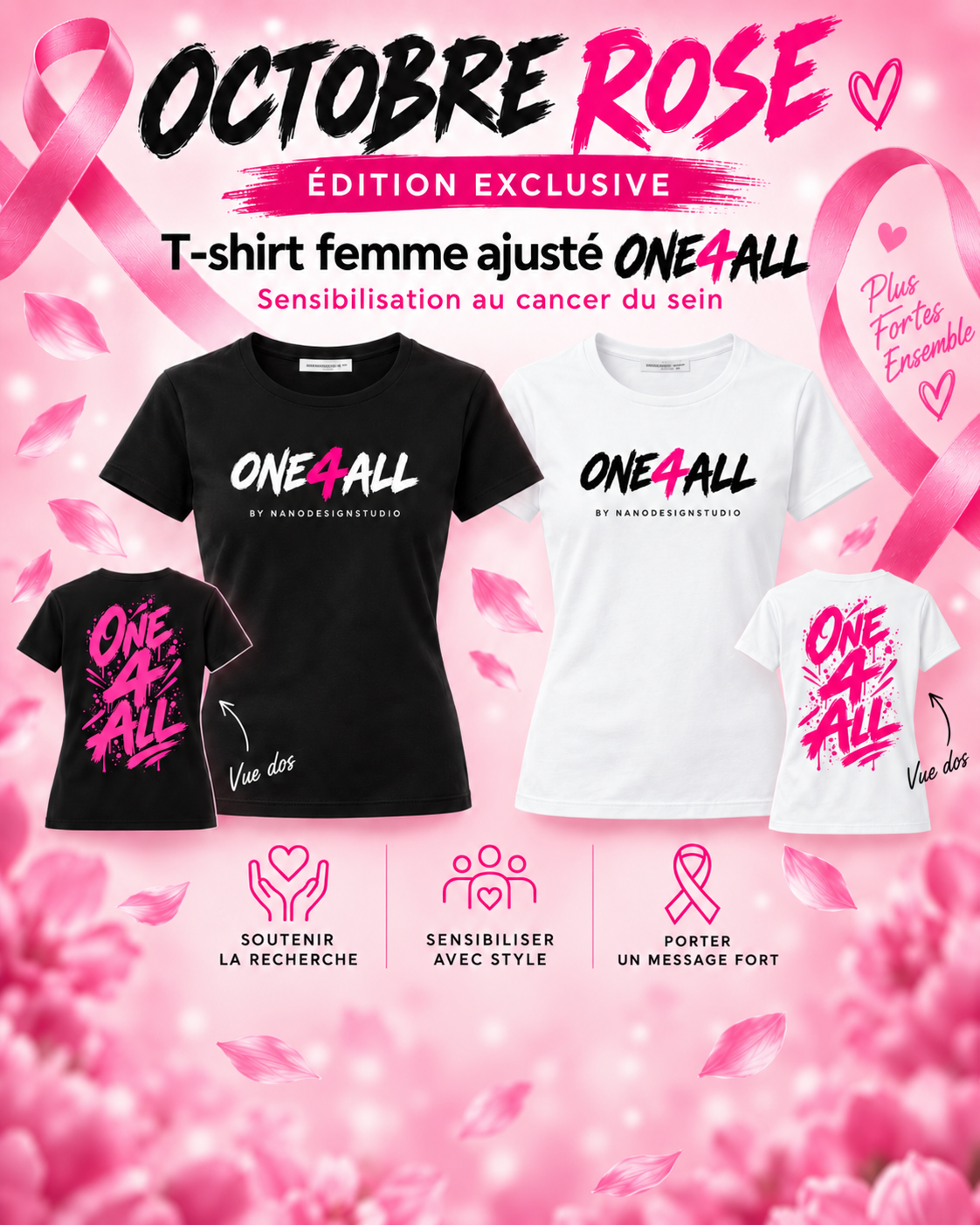 T-shirt & Crop Top Femme ONE4ALL — Édition Octobre Rose