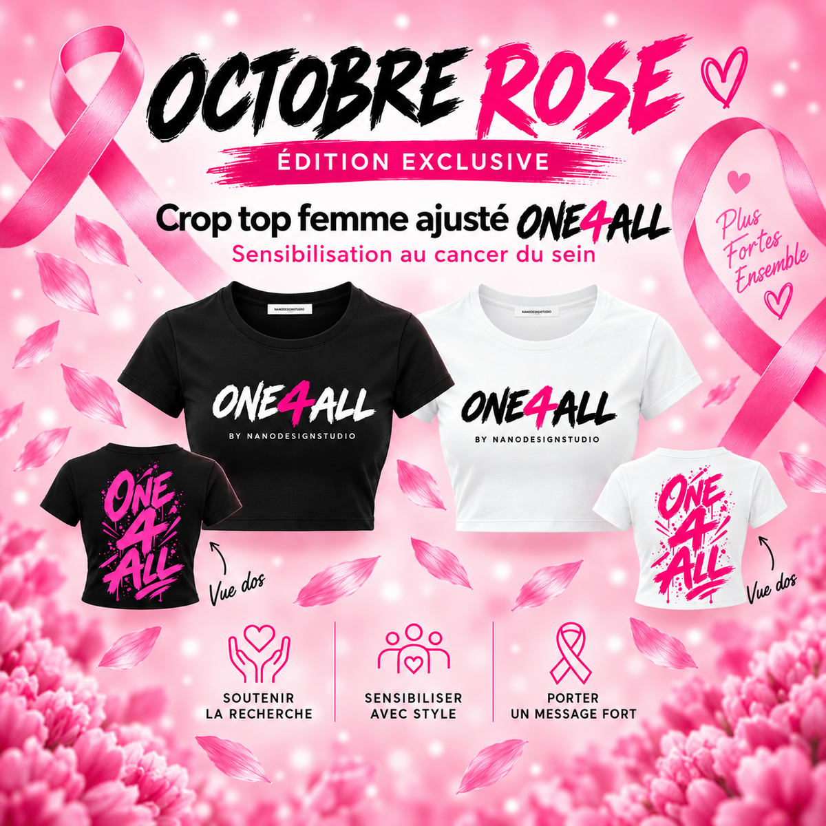 T-shirt & Crop Top Femme ONE4ALL — Édition Octobre Rose