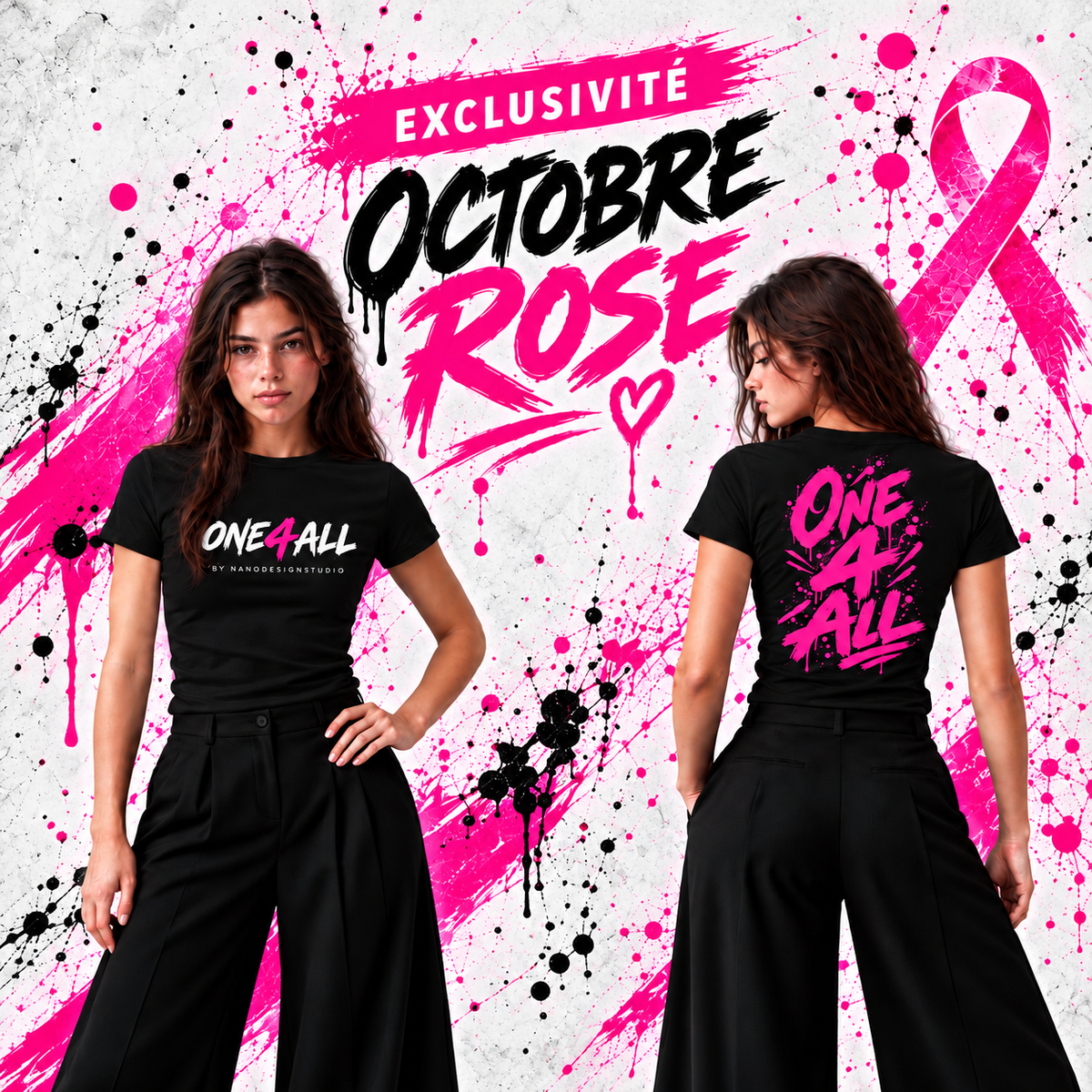 T-shirt & Crop Top Femme ONE4ALL — Édition Octobre Rose