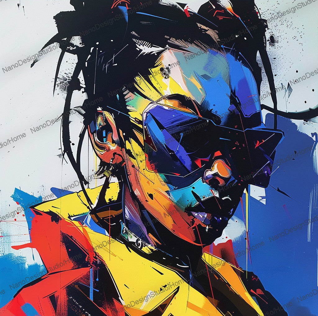Square Collection 12 : African Beauty Brush Stroke Edition – Affiche Murale Portrait Peinture
