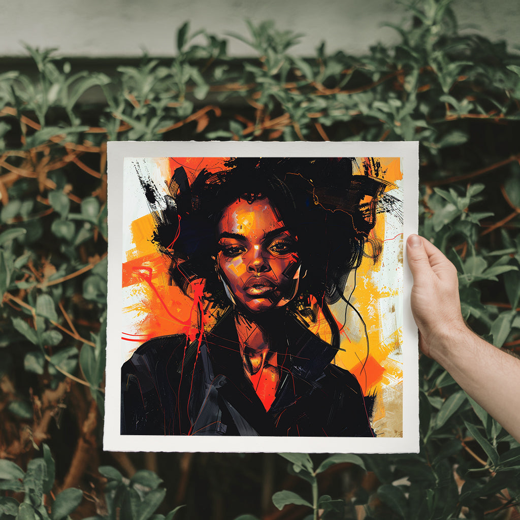 Square Collection 12 : African Beauty Brush Stroke Edition – Affiche Murale Portrait Peinture
