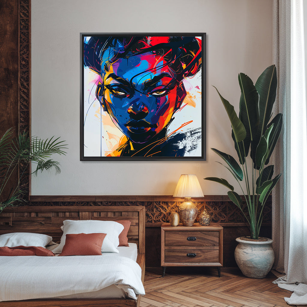 Square Collection 12 : African Beauty Brush Stroke Edition – Affiche Murale Portrait Peinture