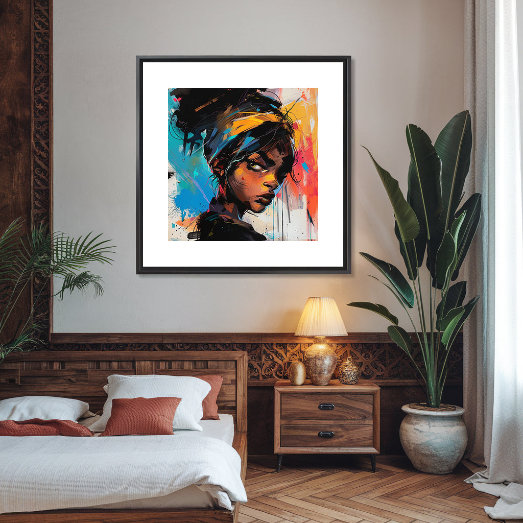 Square Collection 12 : African Beauty Brush Stroke Edition – Affiche Murale Portrait Peinture