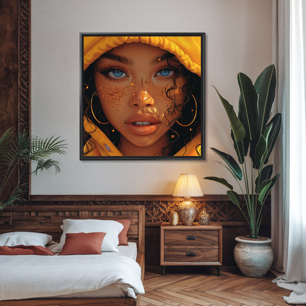 Square Collection 13 : African Beauty Blue & Yellow Edition – Affiche Murale Portrait Coloré