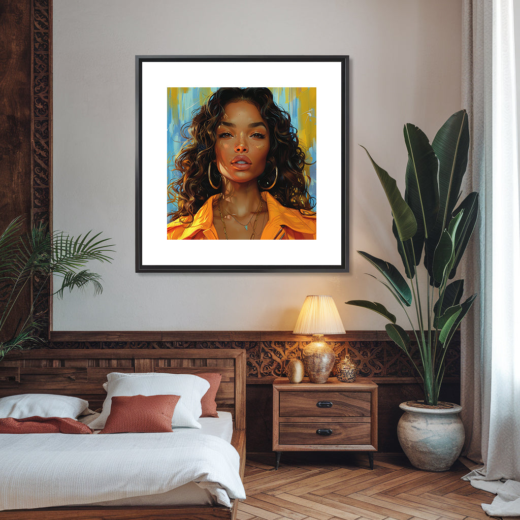 Square Collection 13 : African Beauty Blue & Yellow Edition – Affiche Murale Portrait Coloré