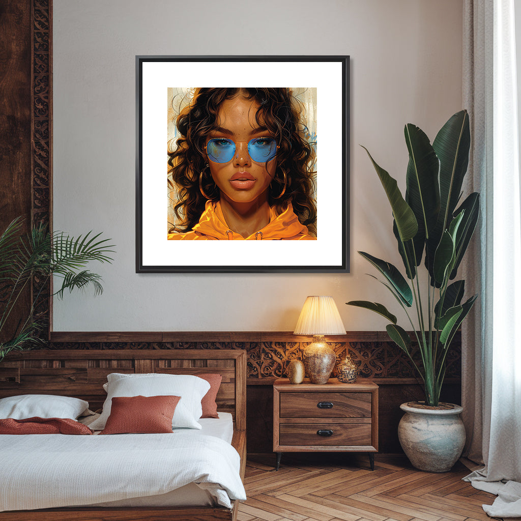 Square Collection 13 : African Beauty Blue & Yellow Edition – Affiche Murale Portrait Coloré