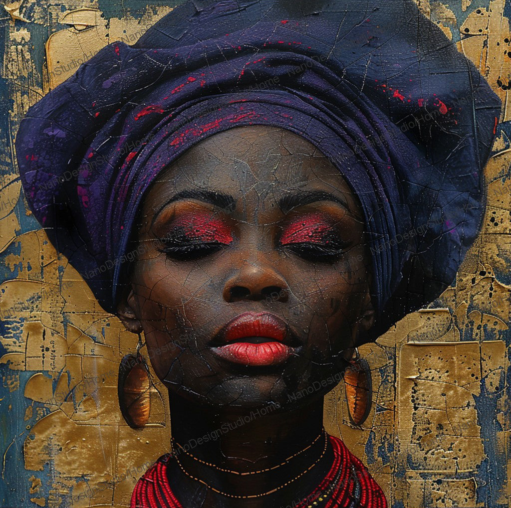 Square Collection 14 : African Beauty Patchwork Edition – Affiche Murale Portrait Artistique