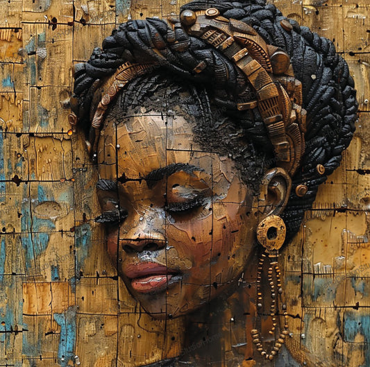 Square Collection 14 : African Beauty Patchwork Edition – Affiche Murale Portrait Artistique