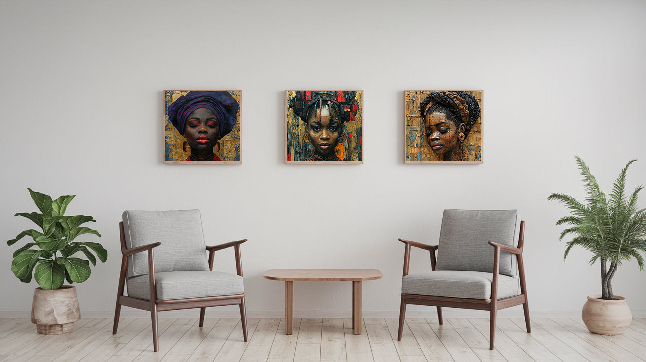 Square Collection 14 : African Beauty Patchwork Edition – Affiche Murale Portrait Artistique