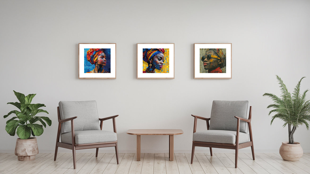 Square Collection 14 : African Beauty Patchwork Edition – Affiche Murale Portrait Artistique