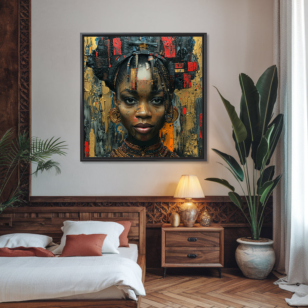 Square Collection 14 : African Beauty Patchwork Edition – Affiche Murale Portrait Artistique