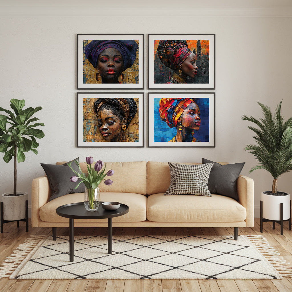 Square Collection 14 : African Beauty Patchwork Edition – Affiche Murale Portrait Artistique