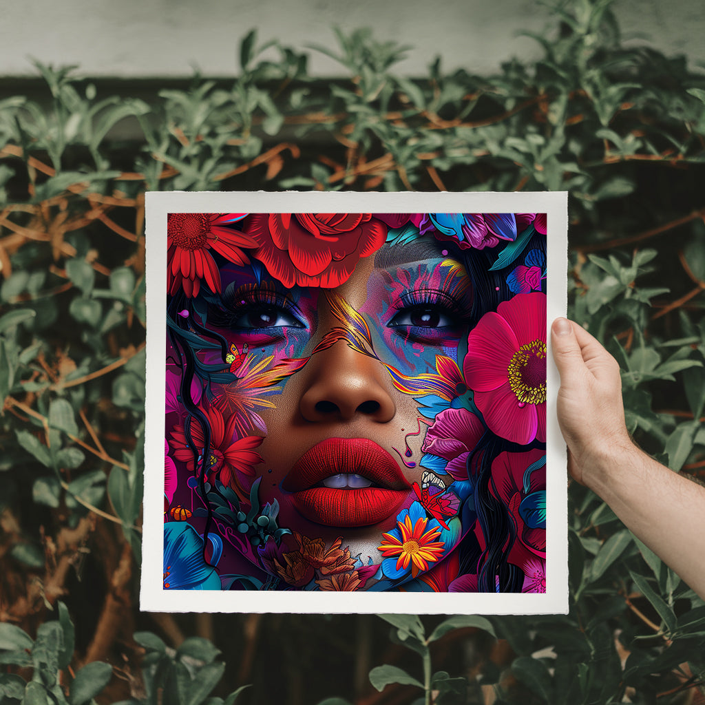 Square Collection 15 : African Beauty Neon Edition – Affiche Murale Portrait Néon