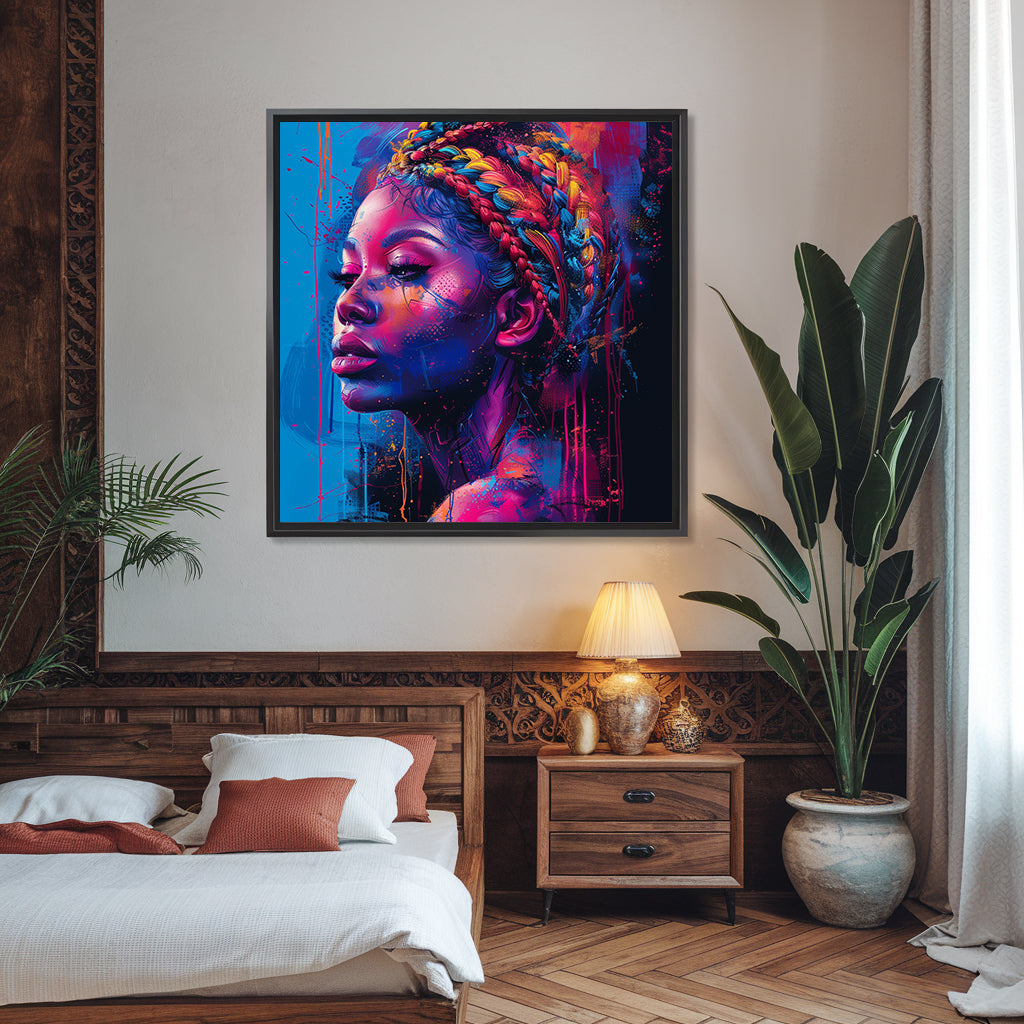 Square Collection 15 : African Beauty Neon Edition – Affiche Murale Portrait Néon