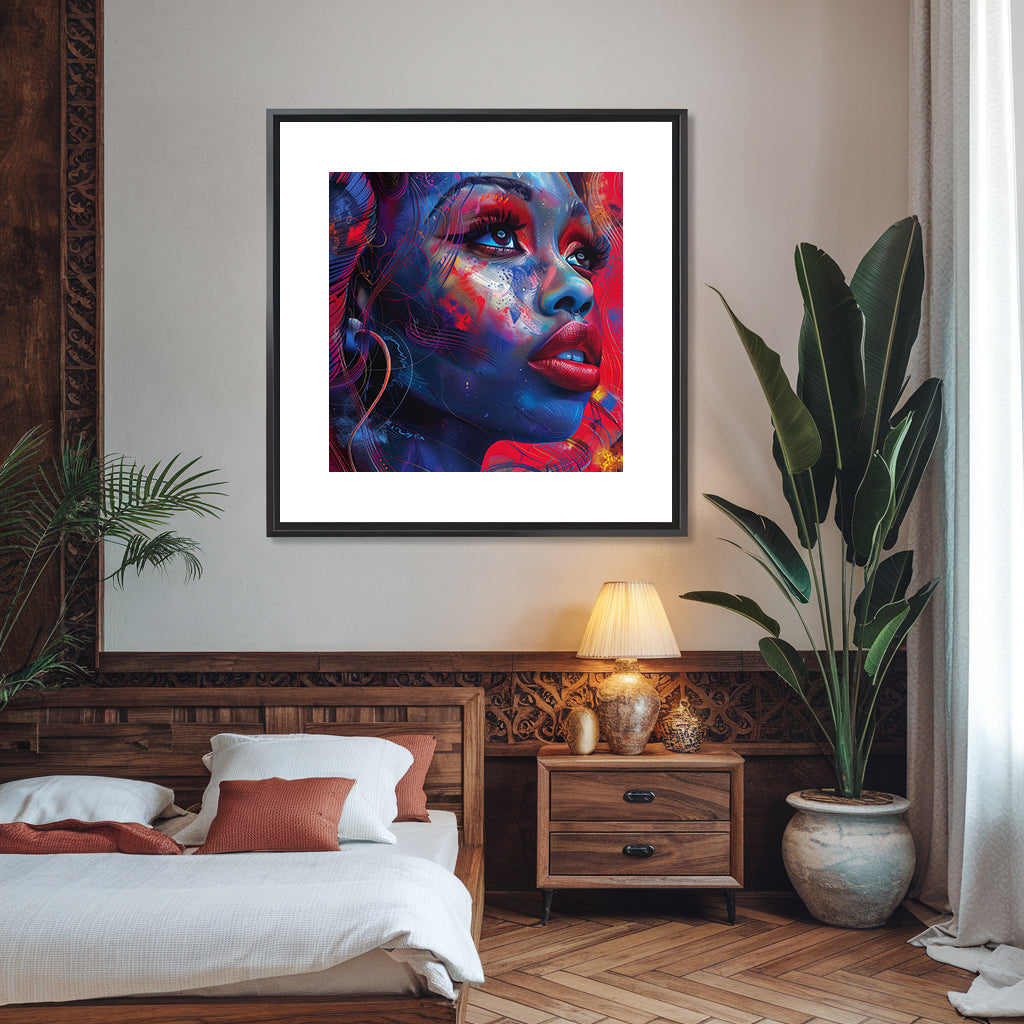 Square Collection 15 : African Beauty Neon Edition – Affiche Murale Portrait Néon