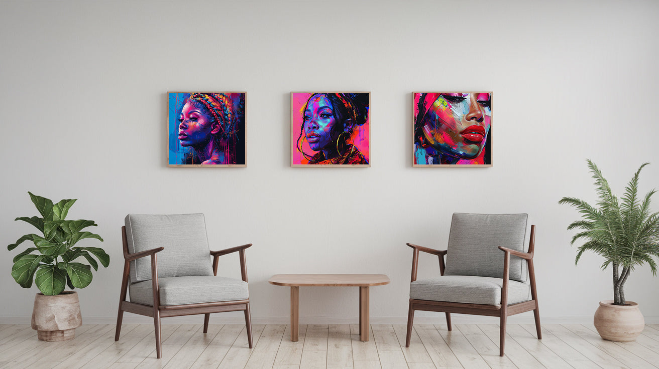 Square Collection 15 : African Beauty Neon Edition – Affiche Murale Portrait Néon