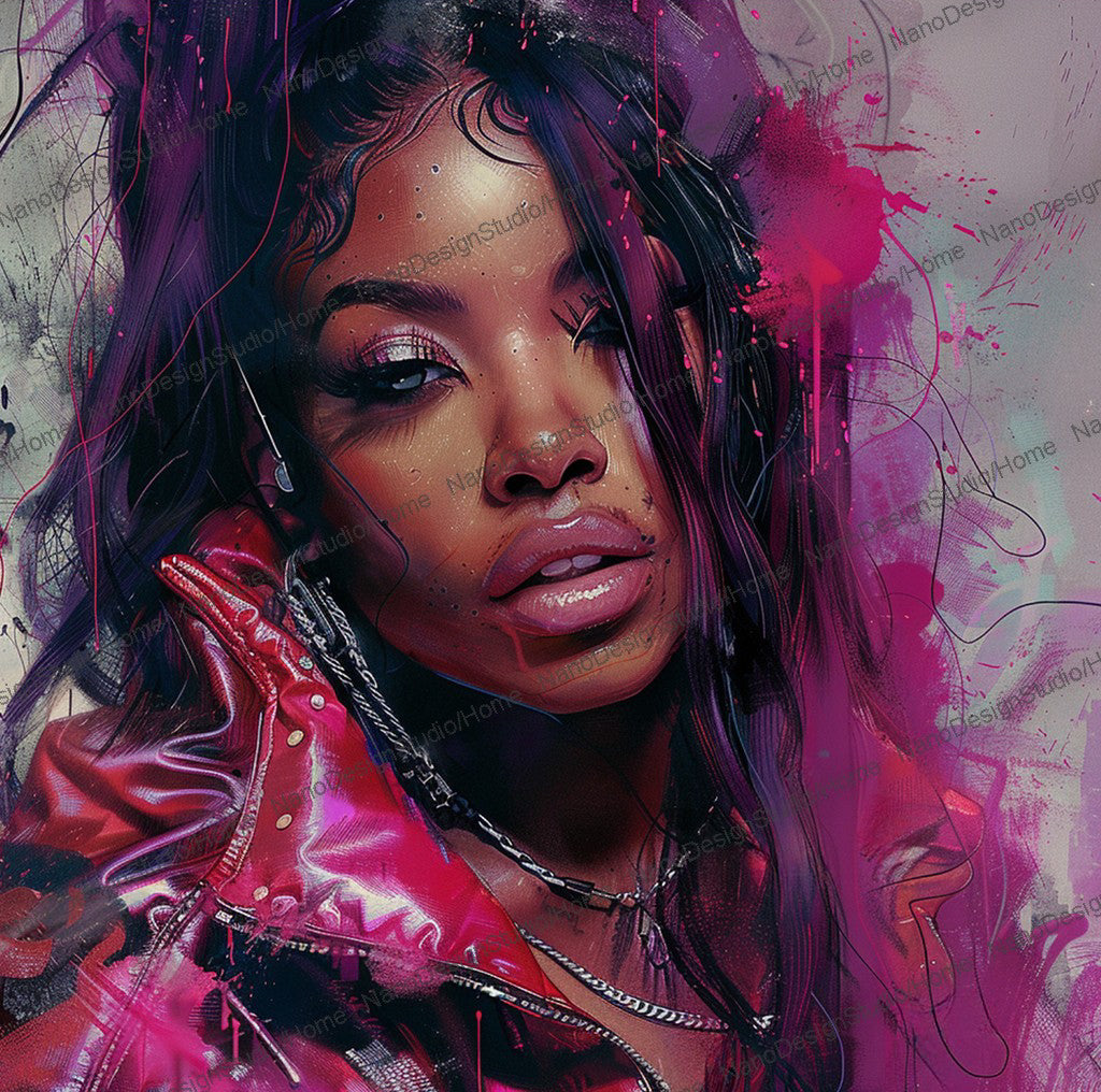 Square Collection 16 : African Beauty Pink Edition – Affiche Murale Portrait Rose
