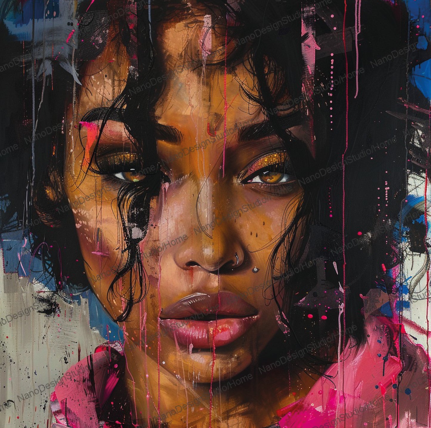 Square Collection 16 : African Beauty Pink Edition – Affiche Murale Portrait Rose
