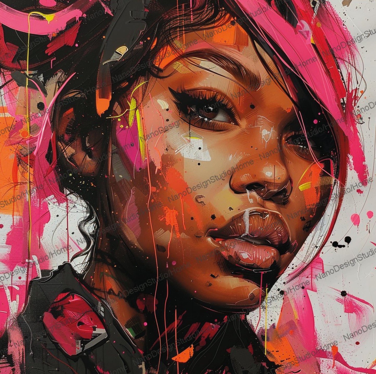 Square Collection 16 : African Beauty Pink Edition – Affiche Murale Portrait Rose