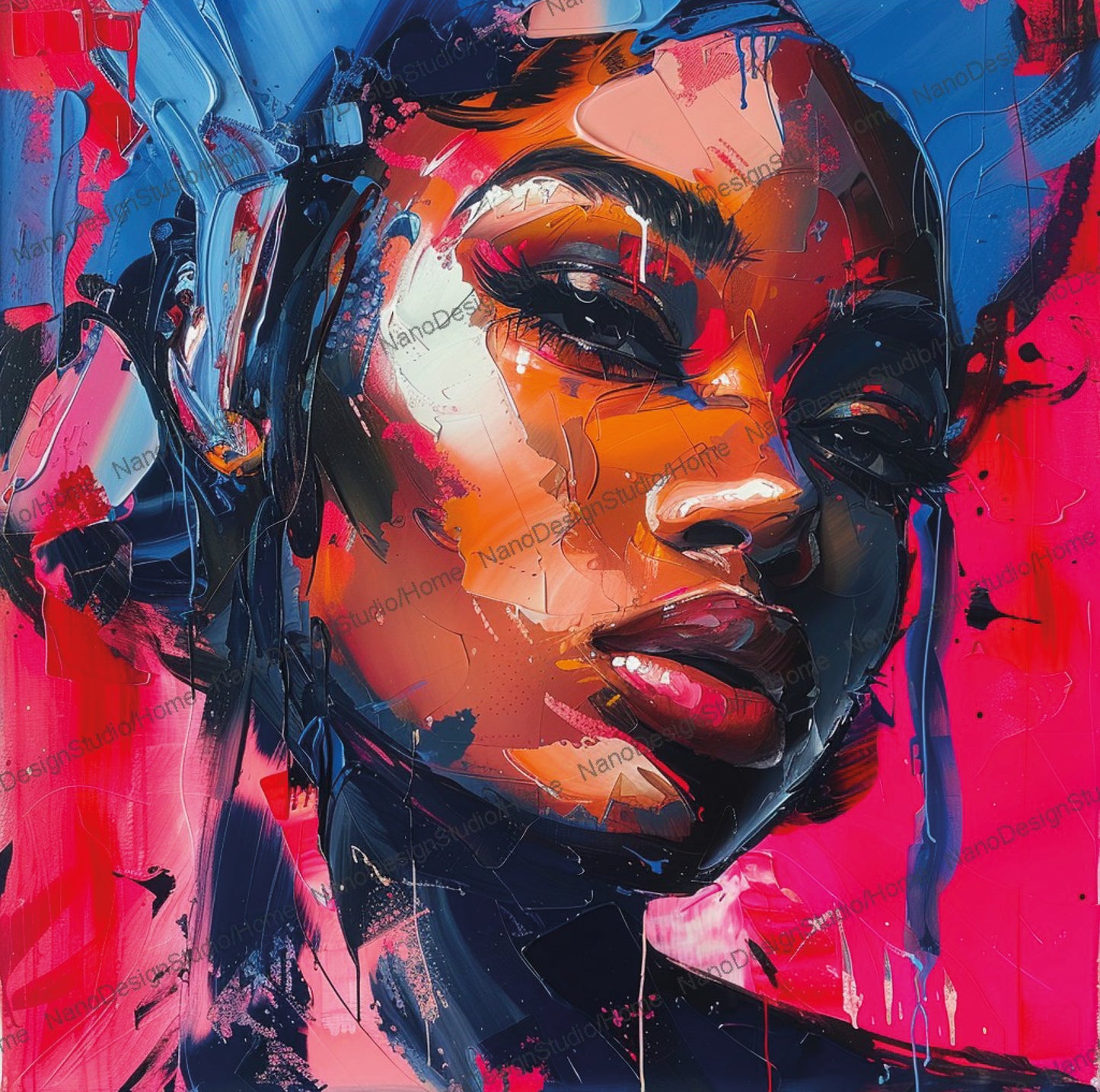Square Collection 16 : African Beauty Pink Edition – Affiche Murale Portrait Rose