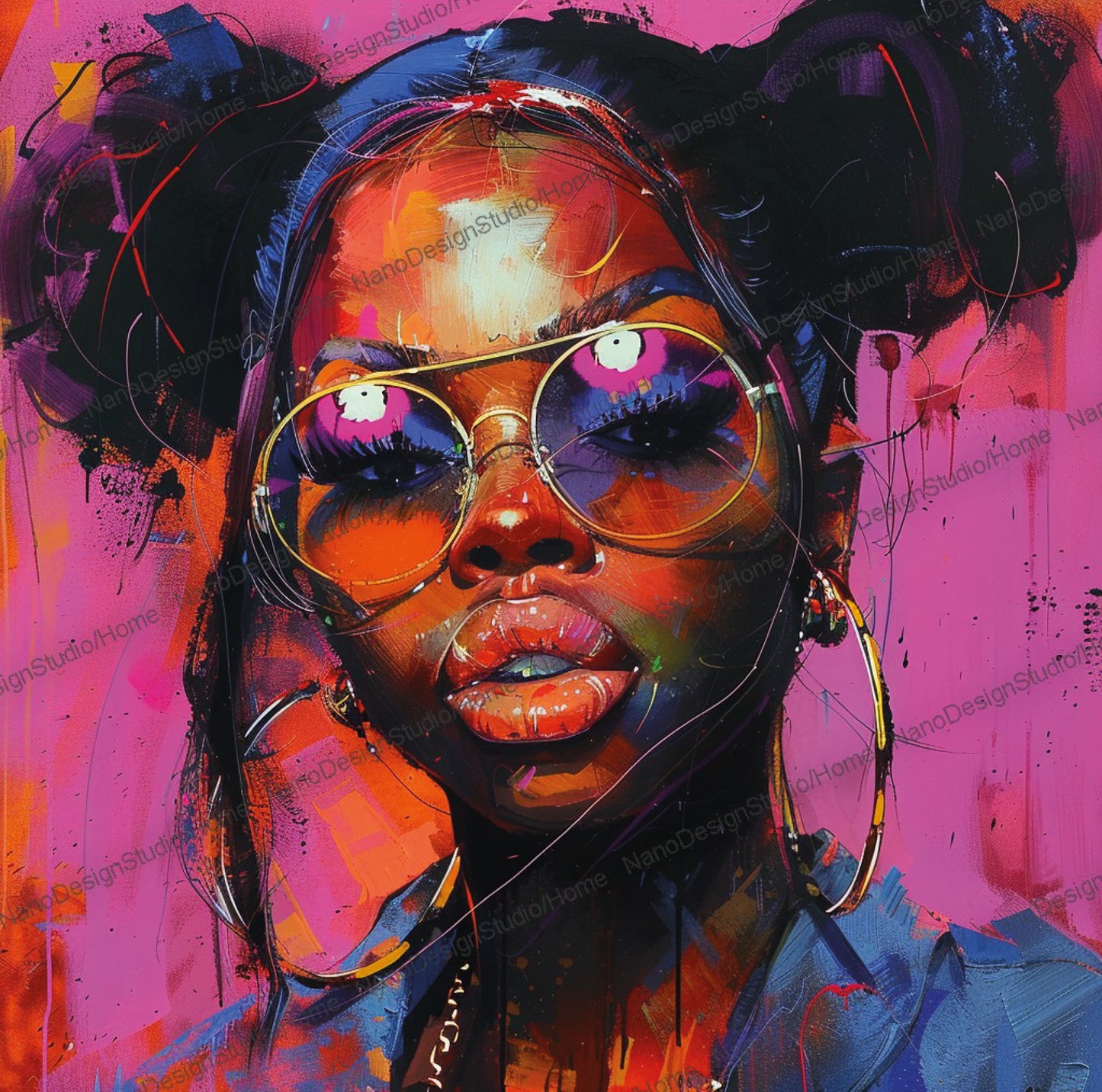 Square Collection 16 : African Beauty Pink Edition – Affiche Murale Portrait Rose