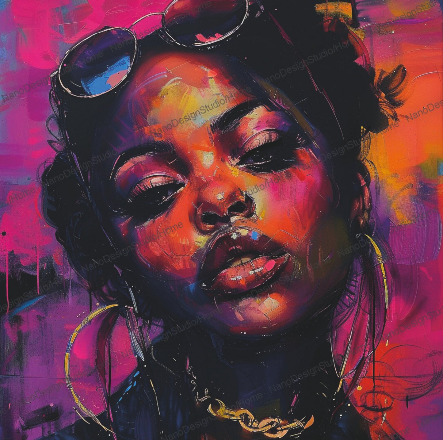 Square Collection 16 : African Beauty Pink Edition – Affiche Murale Portrait Rose