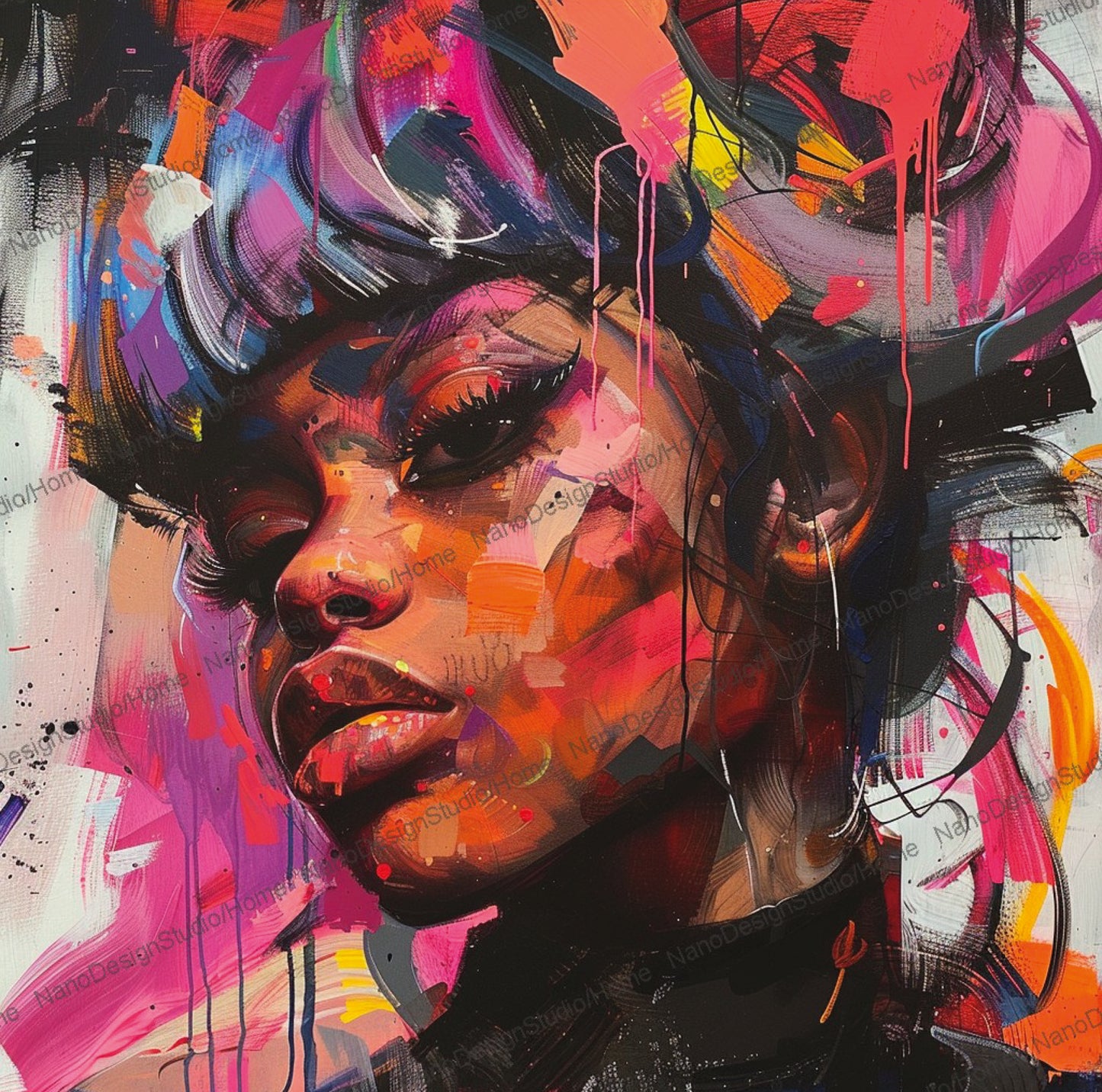 Square Collection 16 : African Beauty Pink Edition – Affiche Murale Portrait Rose
