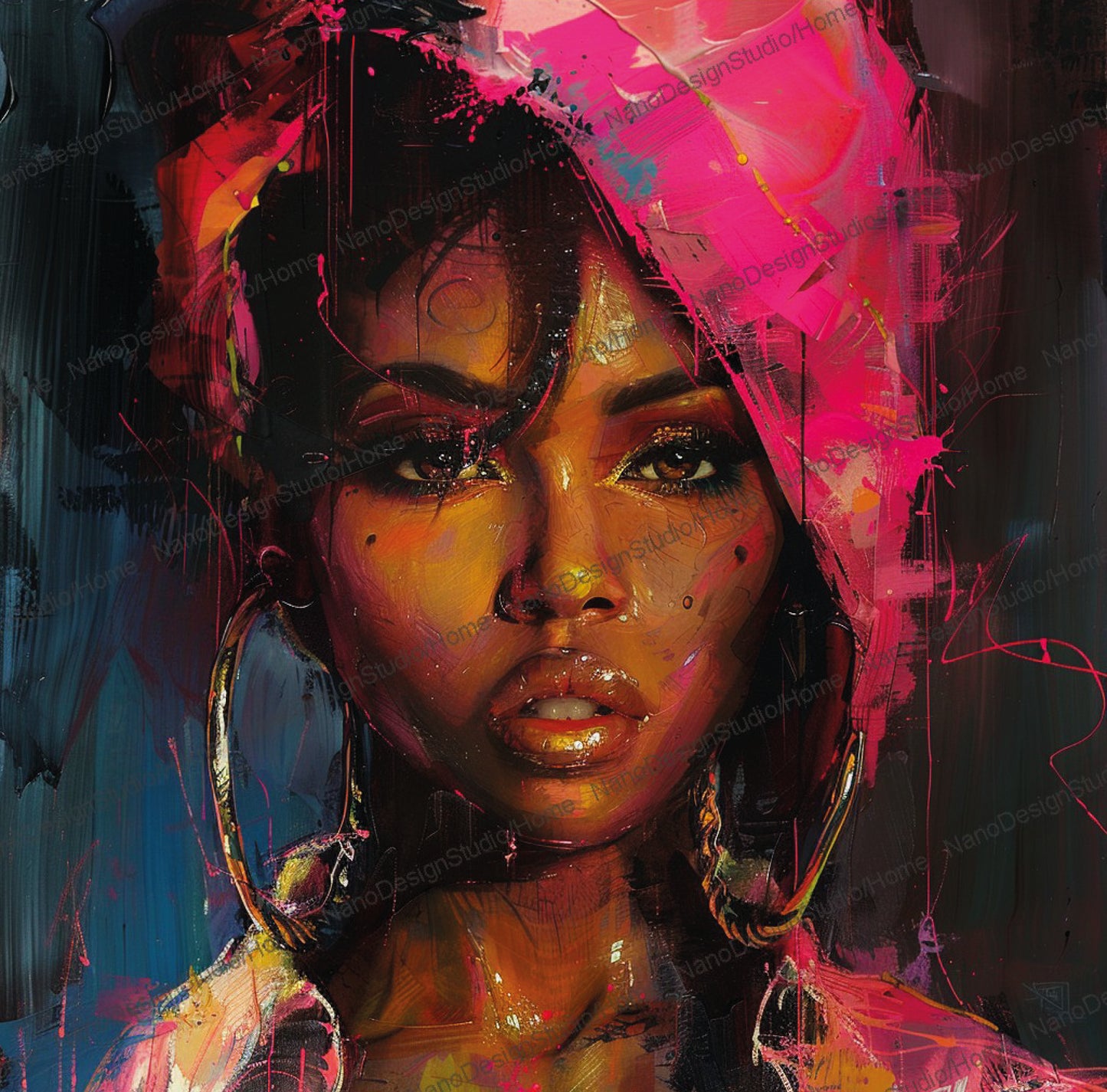 Square Collection 16 : African Beauty Pink Edition – Affiche Murale Portrait Rose