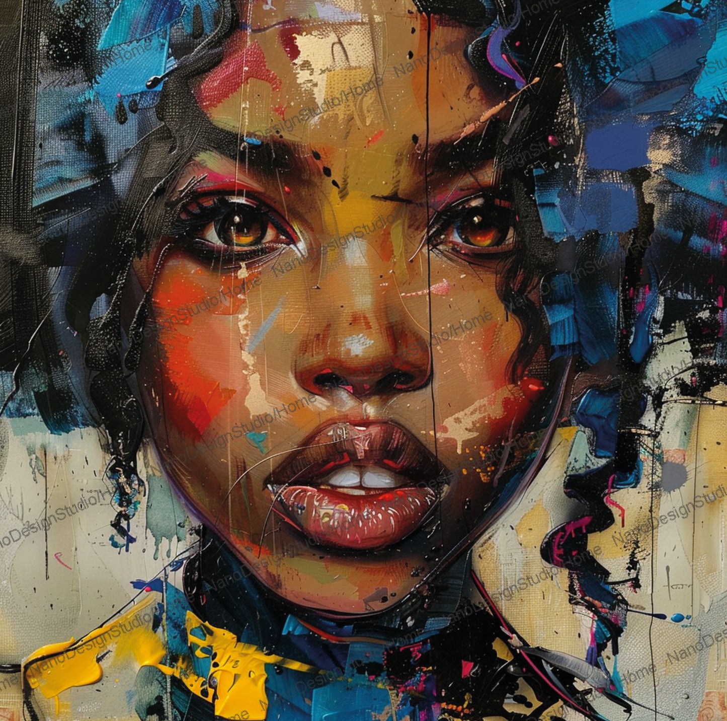 Square Collection 16 : African Beauty Pink Edition – Affiche Murale Portrait Rose