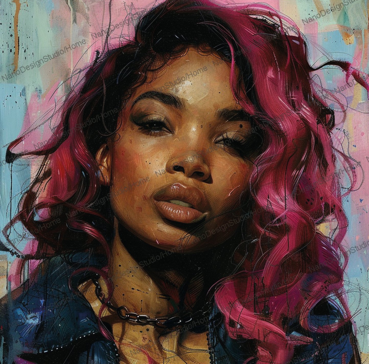 Square Collection 16 : African Beauty Pink Edition – Affiche Murale Portrait Rose