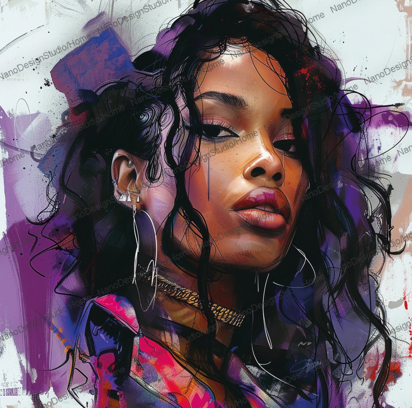 Square Collection 16 : African Beauty Pink Edition – Affiche Murale Portrait Rose