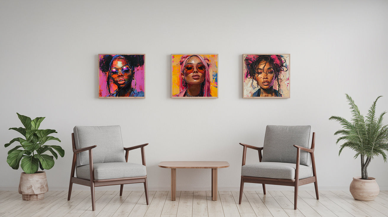 Square Collection 16 : African Beauty Pink Edition – Affiche Murale Portrait Rose