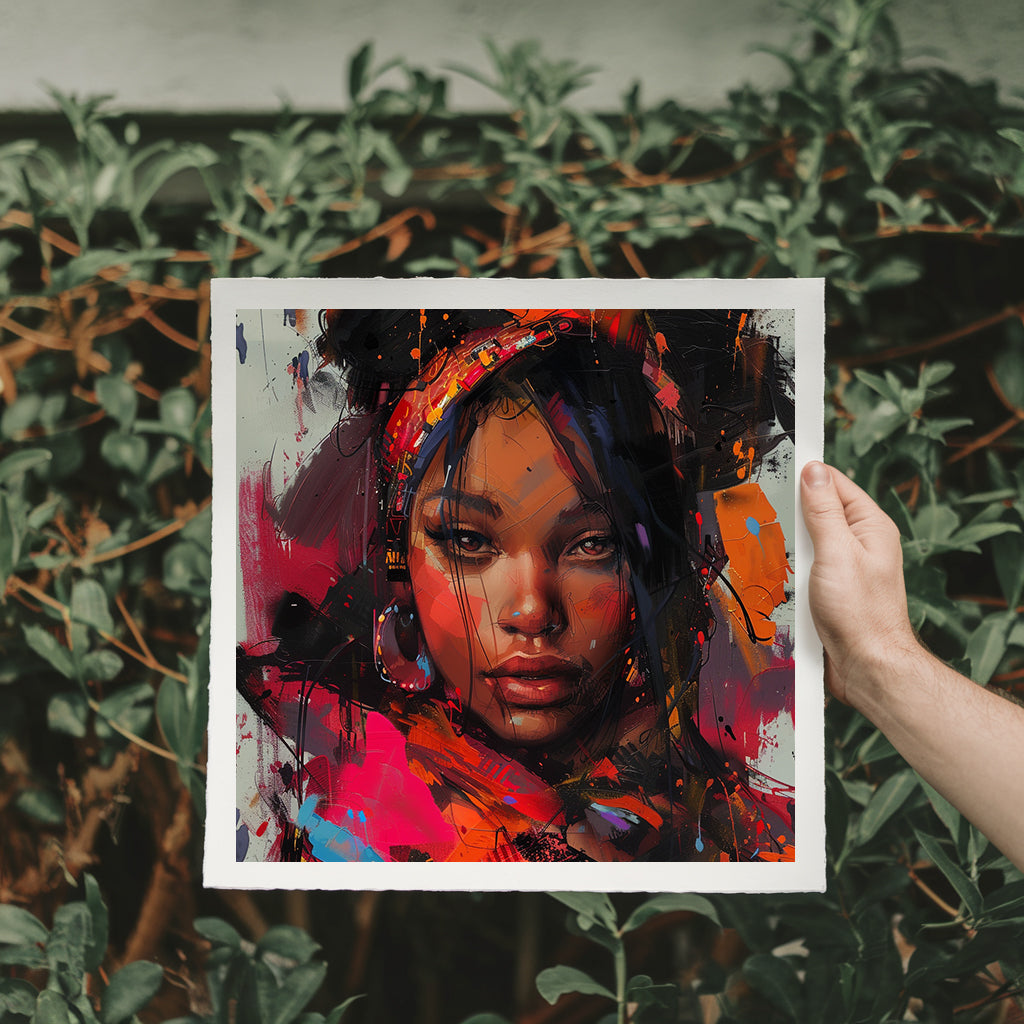 Square Collection 16 : African Beauty Pink Edition – Affiche Murale Portrait Rose