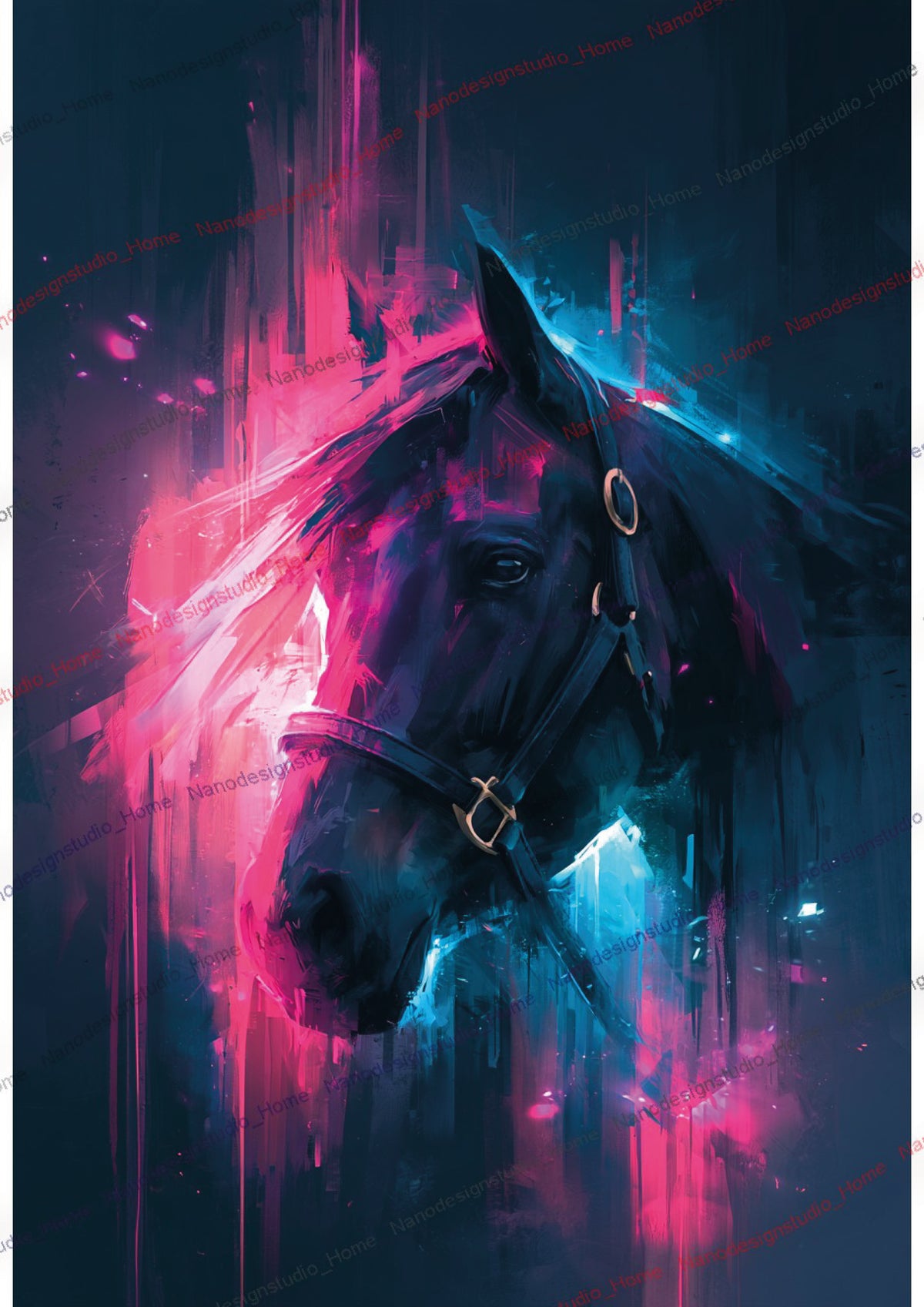 Collection 16 : Horse Série – Affiche Murale Portrait Équin Néon