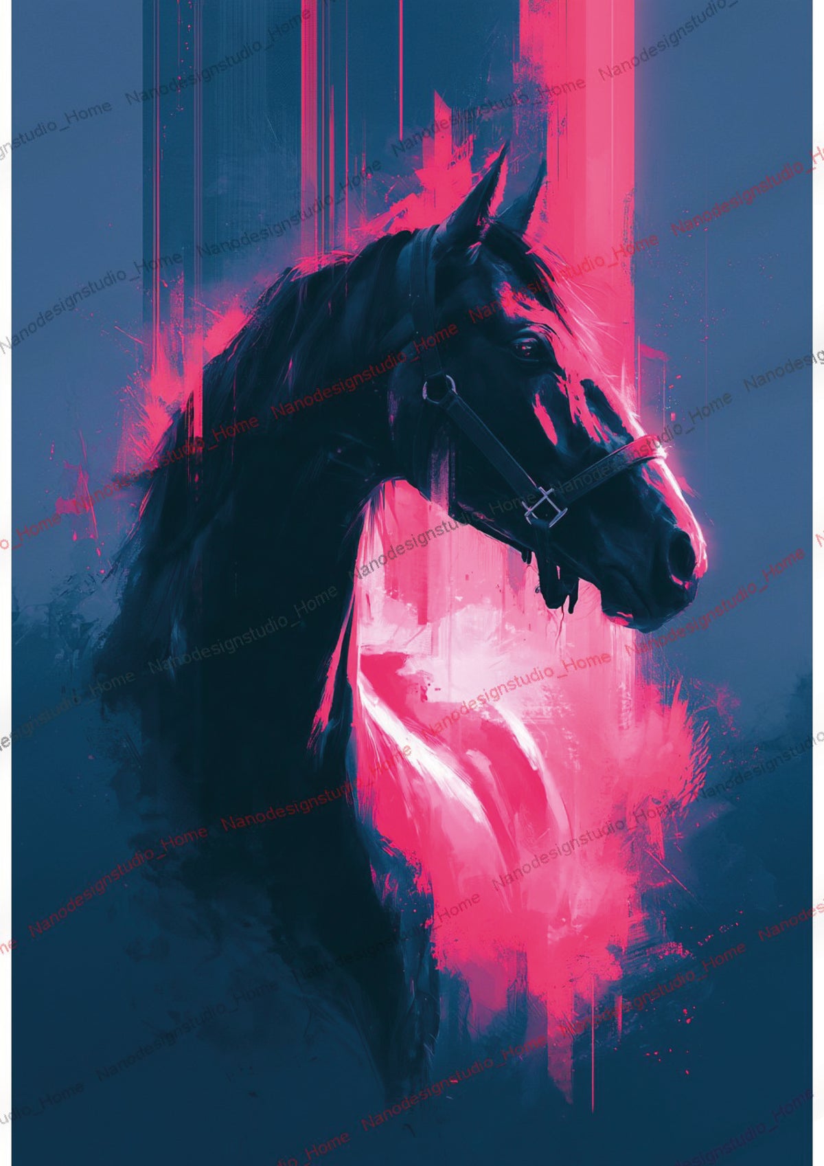 Collection 16 : Horse Série – Affiche Murale Portrait Équin Néon