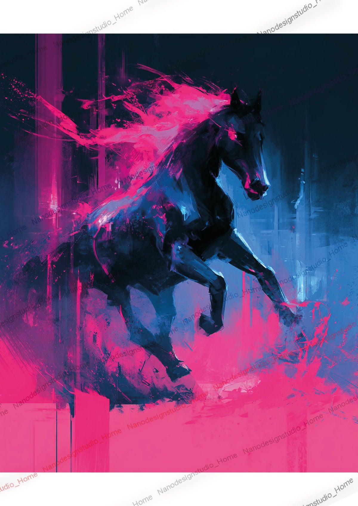 Collection 16 : Horse Série – Affiche Murale Portrait Équin Néon