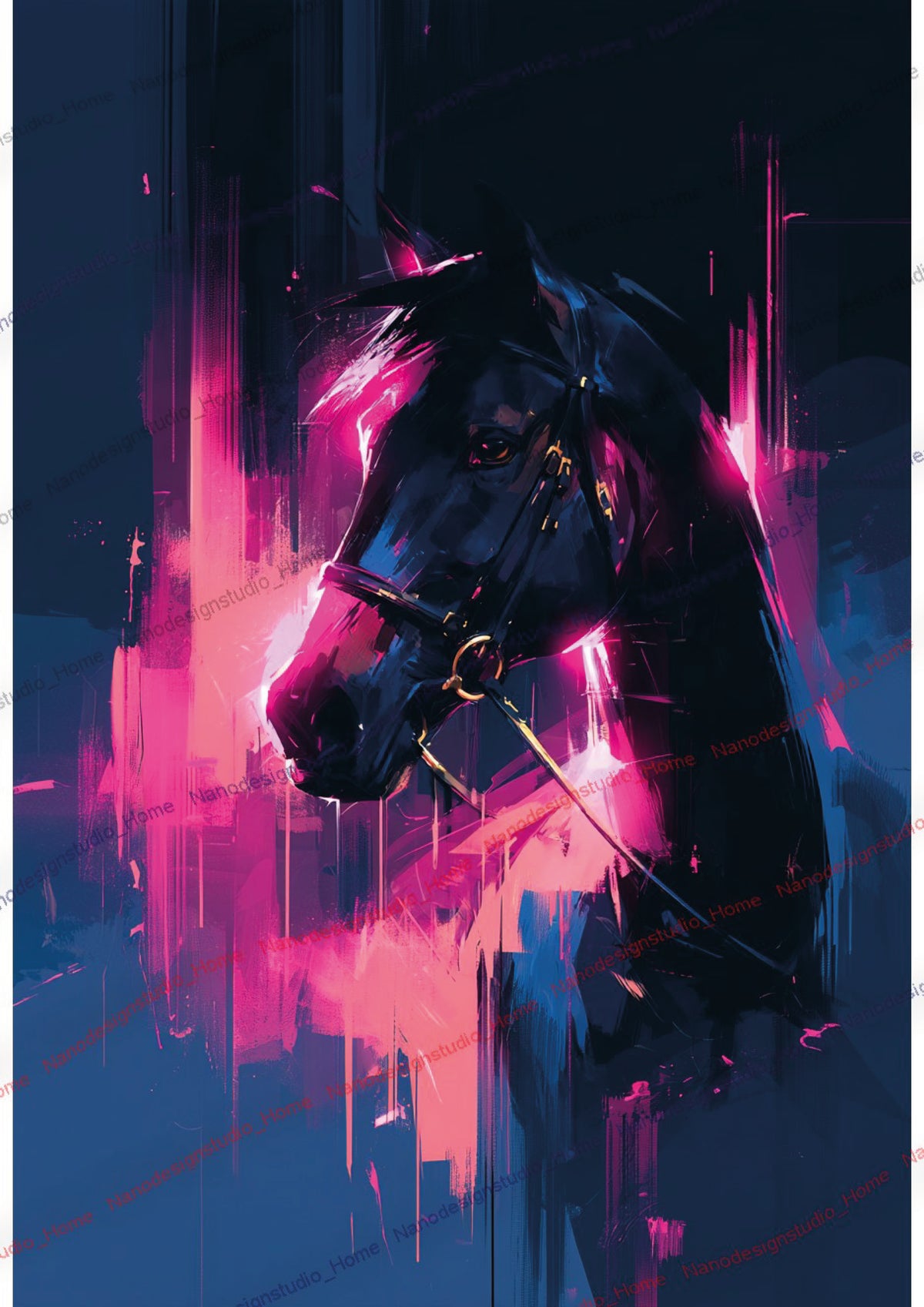 Collection 16 : Horse Série – Affiche Murale Portrait Équin Néon