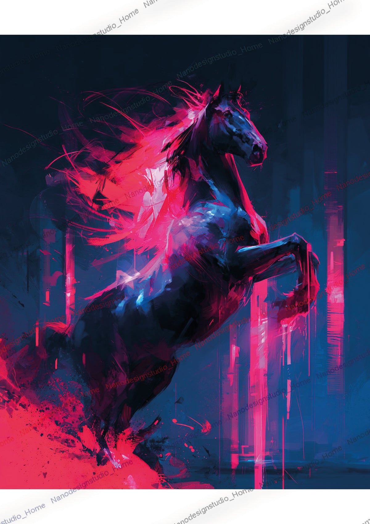 Collection 16 : Horse Série – Affiche Murale Portrait Équin Néon
