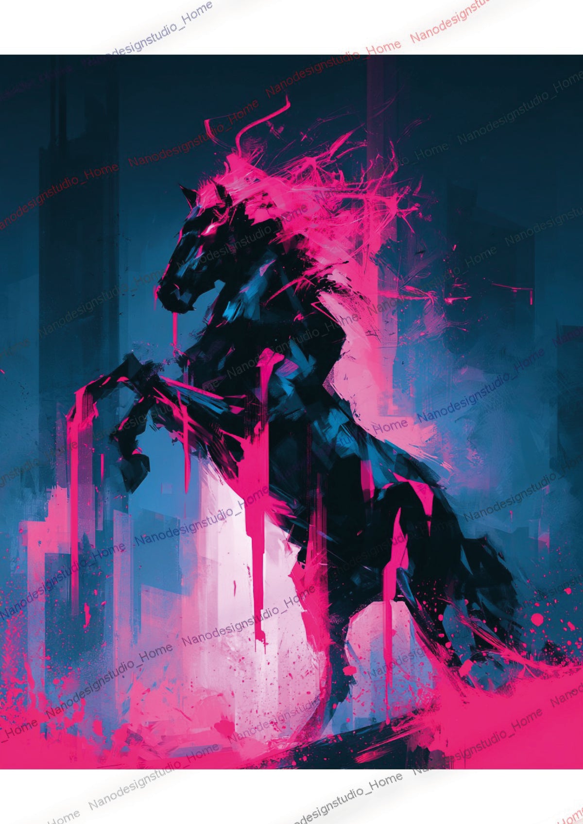 Collection 16 : Horse Série – Affiche Murale Portrait Équin Néon