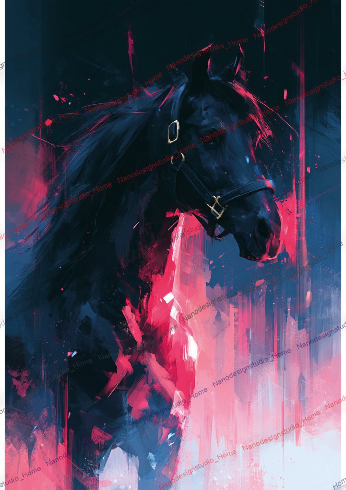 Collection 16 : Horse Série – Affiche Murale Portrait Équin Néon